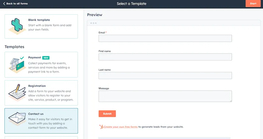 افزونه HubSpot Forms